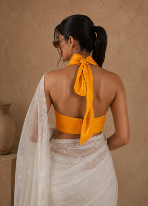 Yellow Halter  Neck Designer Blouse