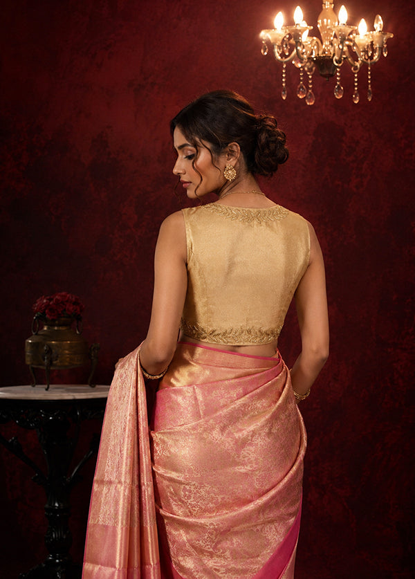 Gold Round Neck Designer Blouse