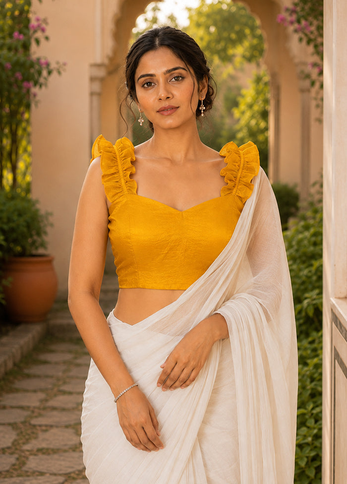 Yellow Square  Neck Designer Blouse