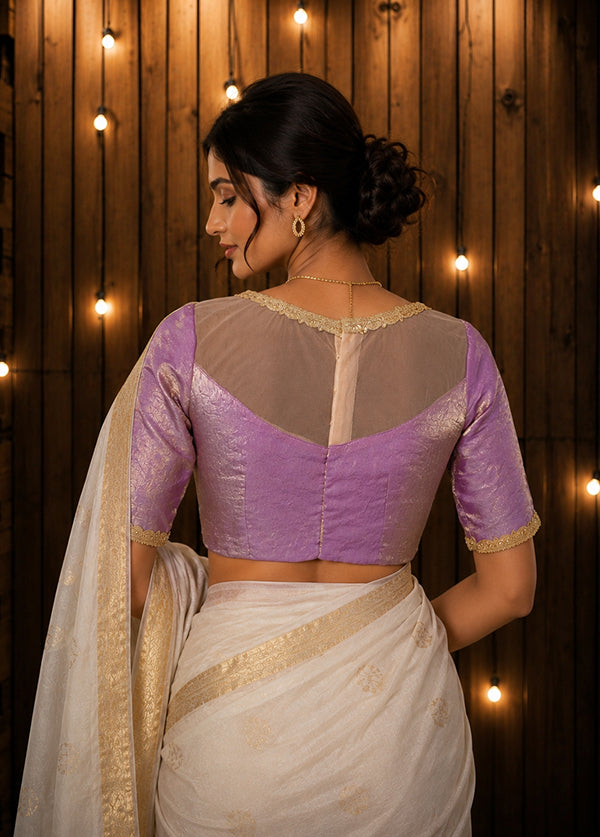 Lavender Designer Neck Designer Blouse