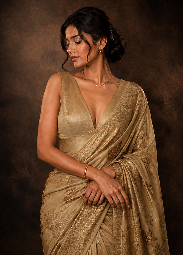 Bronze V Neck Designer Blouse