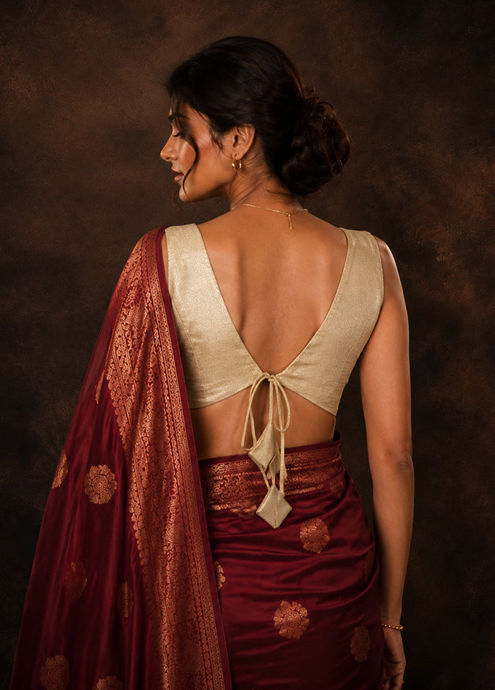 Gold V Neck Designer Blouse