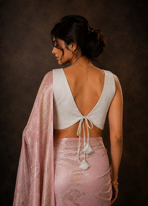 Silver V Neck Designer Blouse