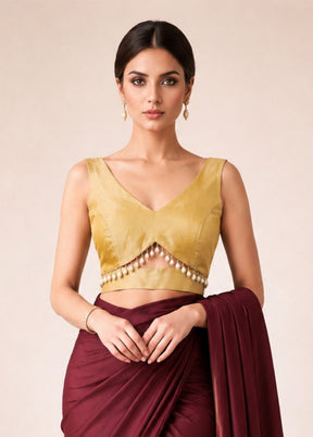 Yellow V Neck Designer Blouse