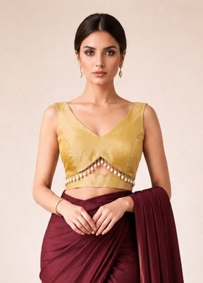 Yellow V Neck Designer Blouse