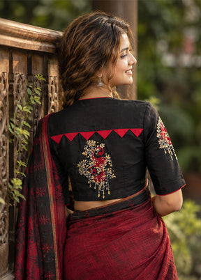 Black Round Neck Designer Blouse