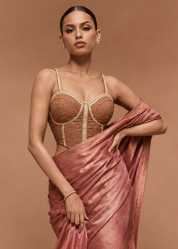 Copper  Designer Neck Designer Blouse