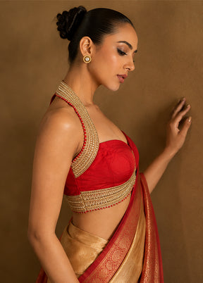 Red Designer Neck Designer Blouse