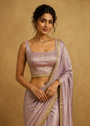 Lavender Square  Neck Designer Blouse