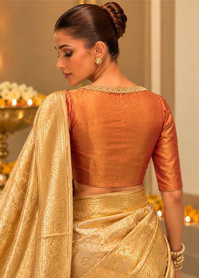 Rust Round Neck Designer Blouse