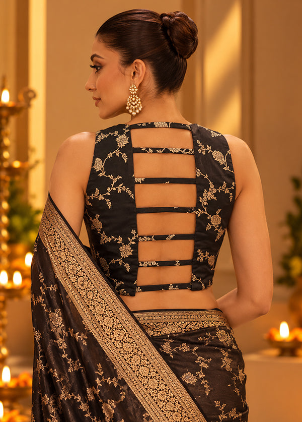 Black Designer Neck Designer Blouse