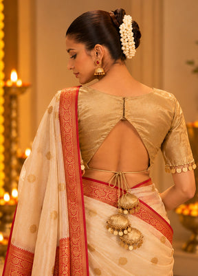 Gold V Neck Designer Blouse