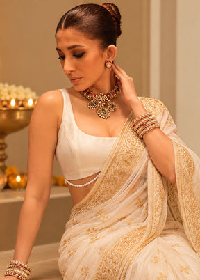 White Halter Neck Designer Blouse