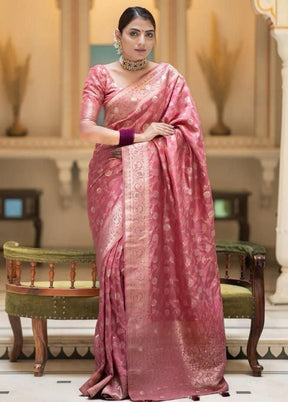 Peach Spun Silk Saree With Blouse Piece