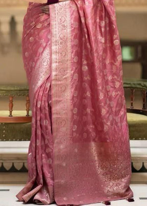 Peach Spun Silk Saree With Blouse Piece