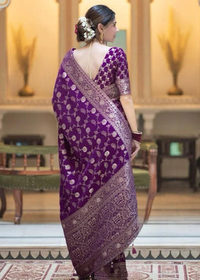 Purple Spun Silk Saree With Blouse Piece