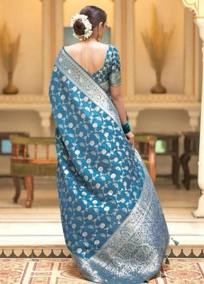 Rama Spun Silk Saree With Blouse Piece