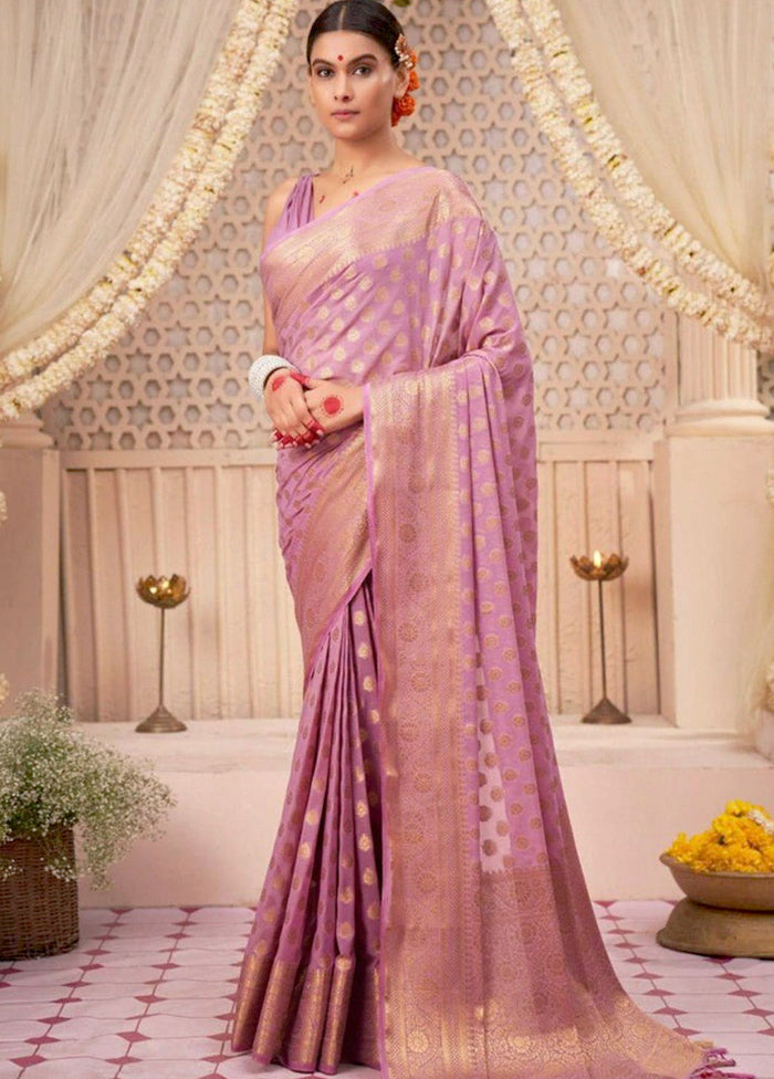 Pink Spun Silk Saree With Blouse Piece