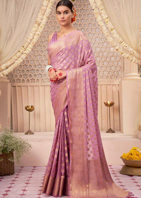 Pink Spun Silk Saree With Blouse Piece
