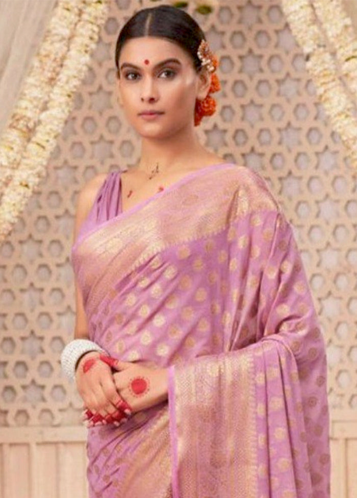 Pink Spun Silk Saree With Blouse Piece