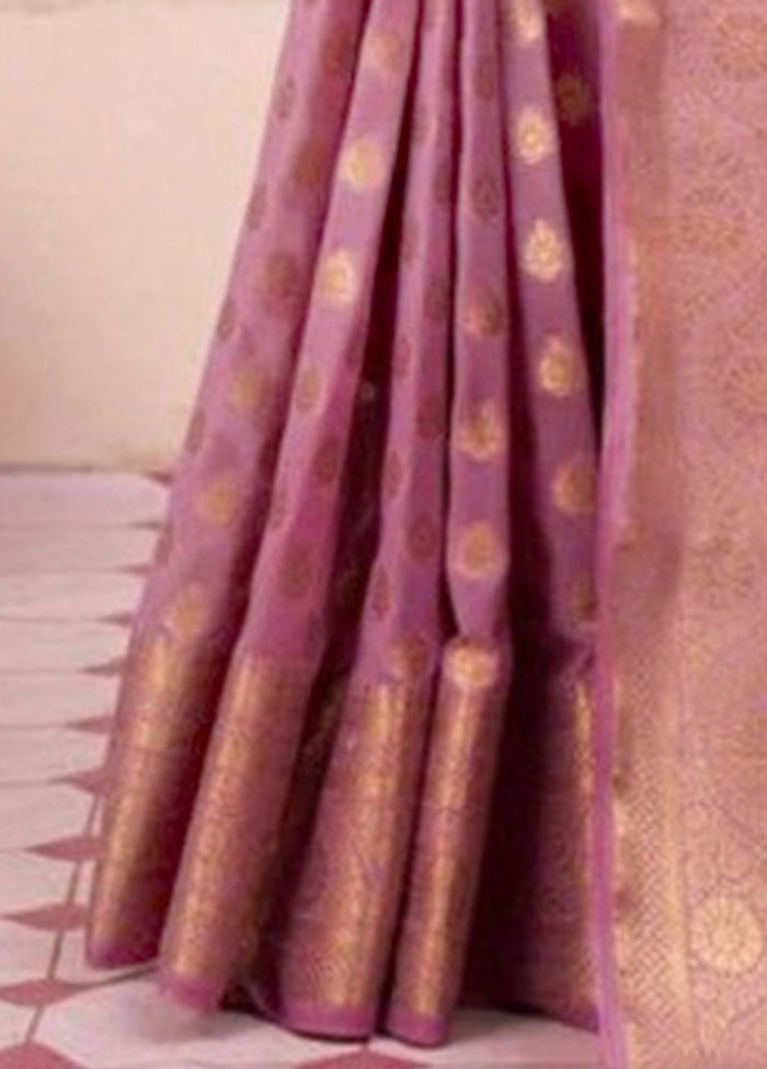 Pink Spun Silk Saree With Blouse Piece