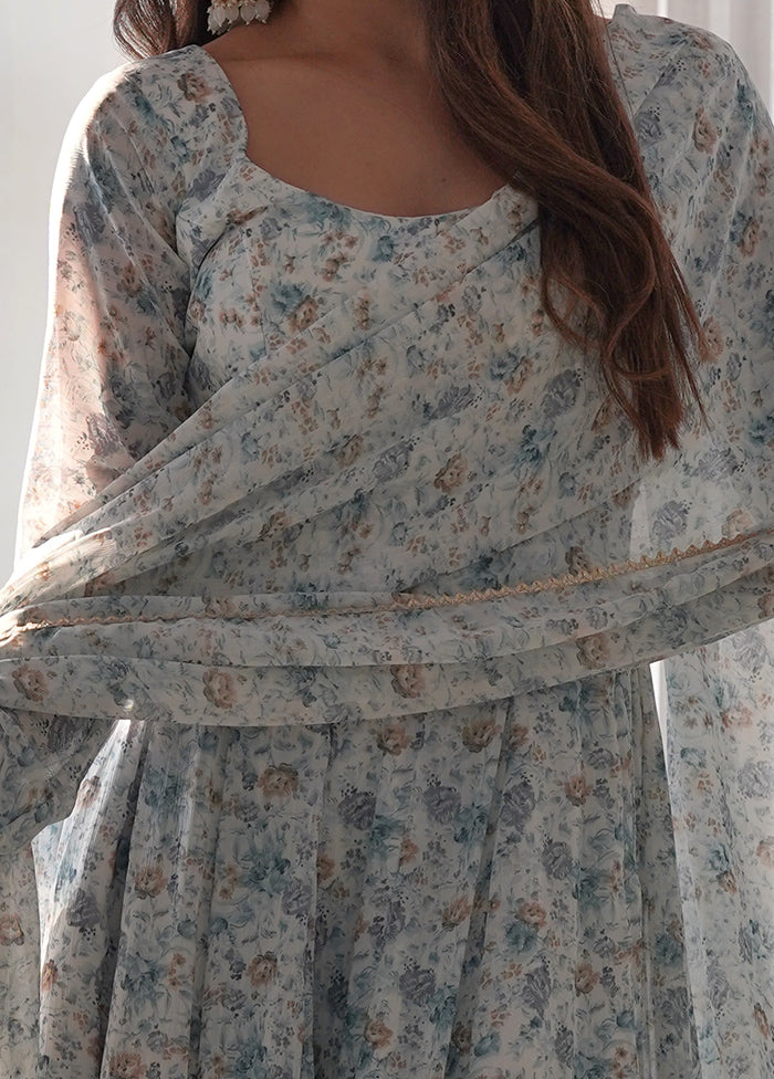 3 Pc Sky Blue Readymade Silk Suit Set - Indian Silk House Agencies