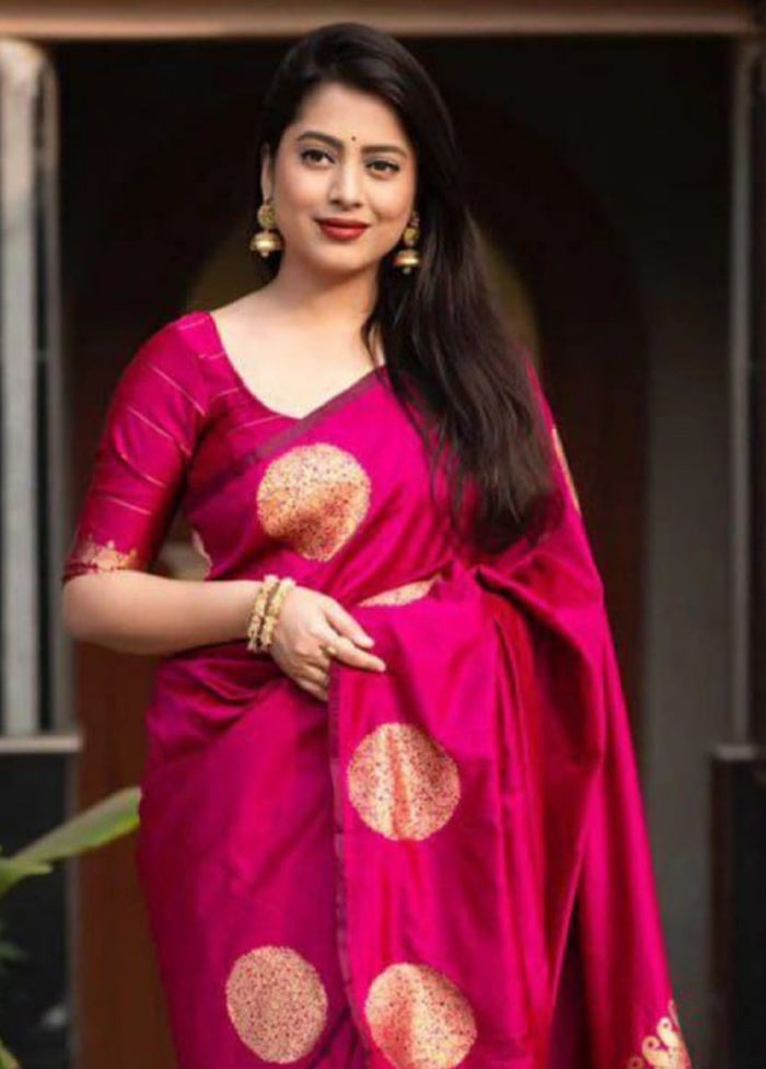 Rani Spun Silk Saree With Blouse Piece