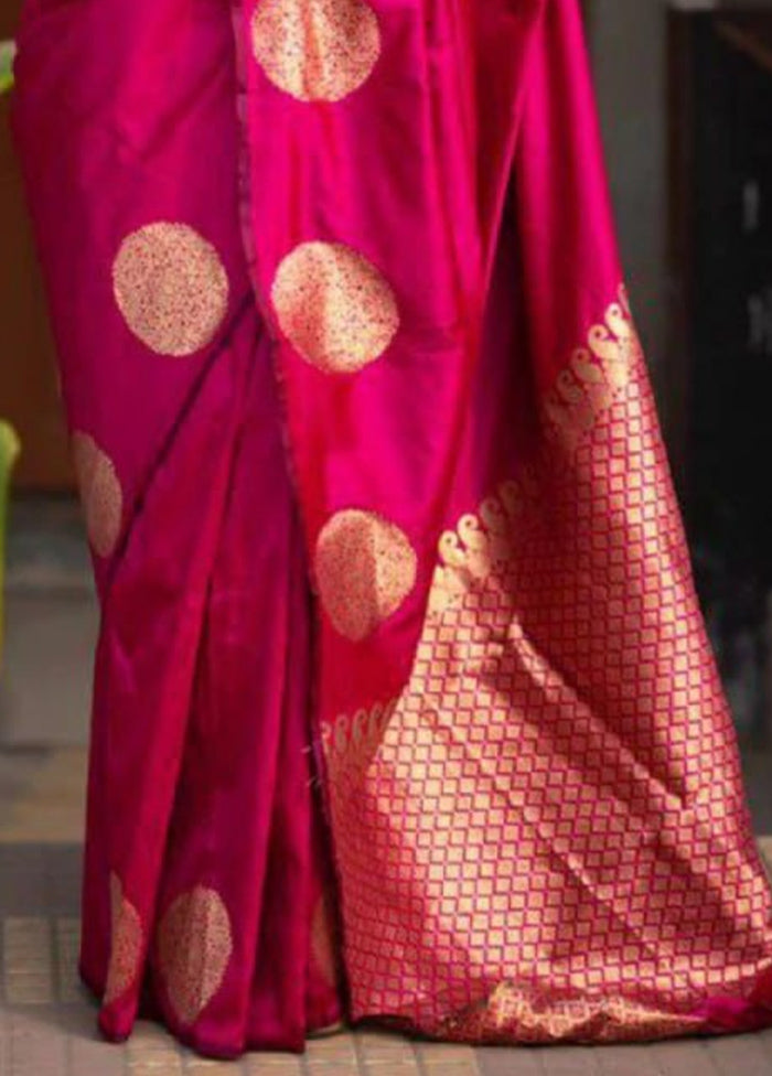 Rani Spun Silk Saree With Blouse Piece