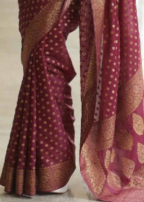 Maroon Spun Silk Saree With Blouse Piece