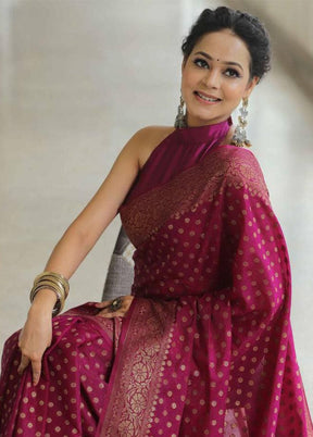 Purple Spun Silk Saree With Blouse Piece