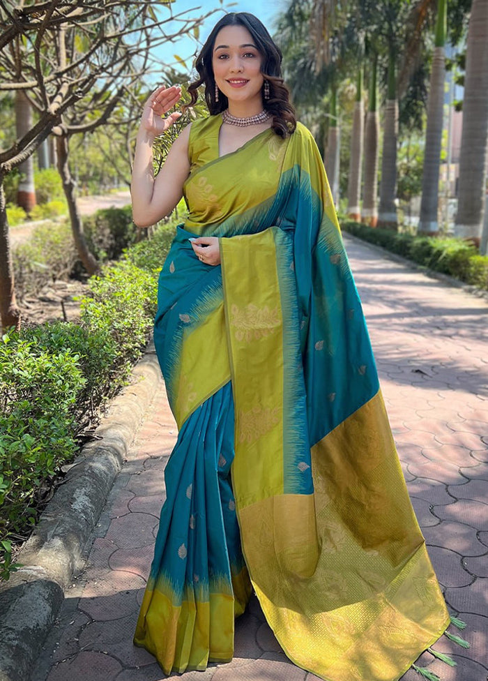 Multicolor Spun Silk Saree With Blouse Piece