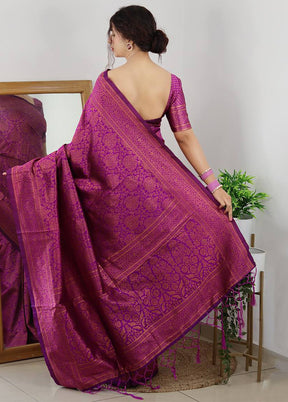 Wine Spun Silk Saree With Blouse Piece
