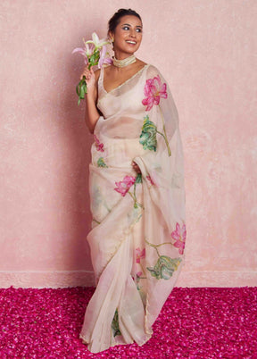 White Spun Silk Saree With Blouse Piece