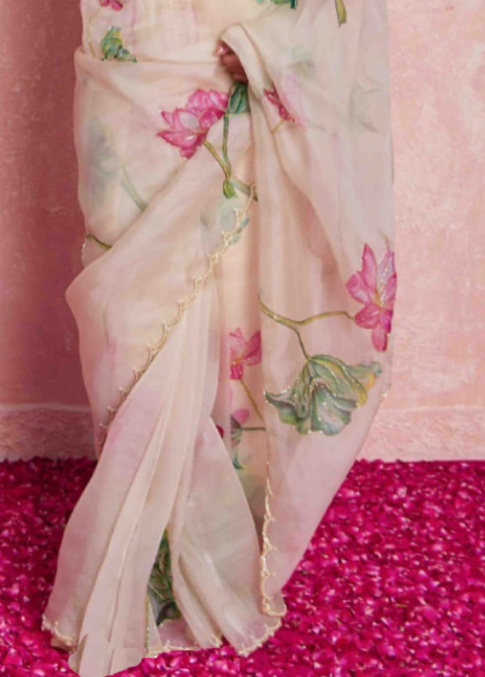 White Spun Silk Saree With Blouse Piece