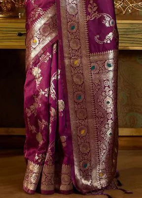 Wine Spun Silk Saree With Blouse Piece
