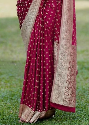 Maroon Spun Silk Saree With Blouse Piece