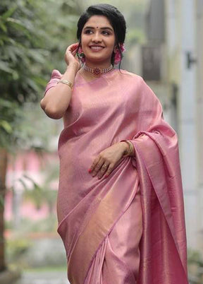 Pink Spun Silk Saree With Blouse Piece