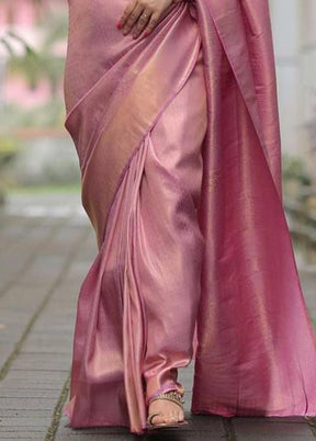 Pink Spun Silk Saree With Blouse Piece