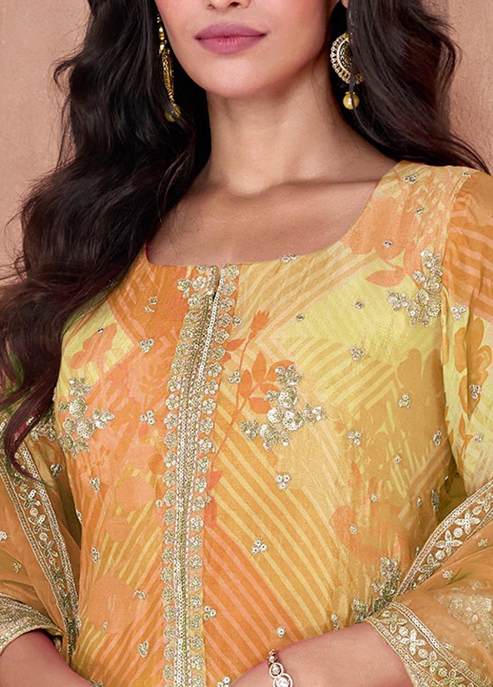 3 Pc Multicolor Semi Stitched Georgette Suit Set