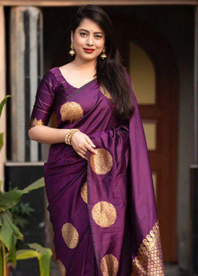 Wine Spun Silk Saree With Blouse Piece