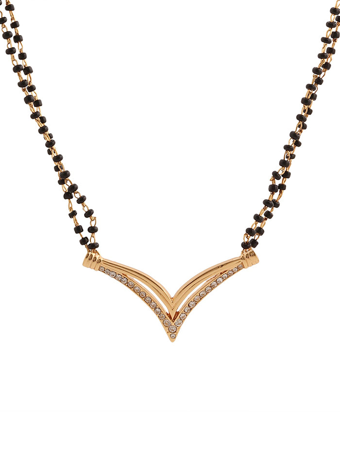 Gold And Rhodium Plated Flighting Mangalsutra Necklace Set - Indian Silk House Agencies