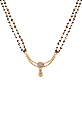 Gold Plated Flower Double Line Mangalsutra Necklace Set - Indian Silk House Agencies