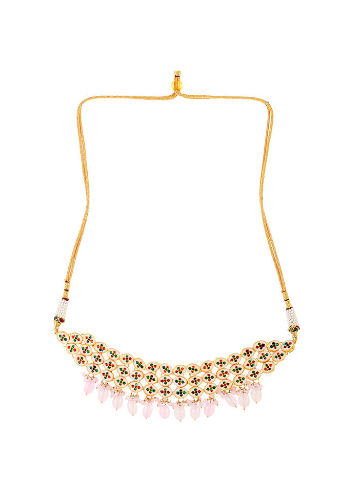 Handcrafted Pink Gold Tone Kundan Choker - Indian Silk House Agencies