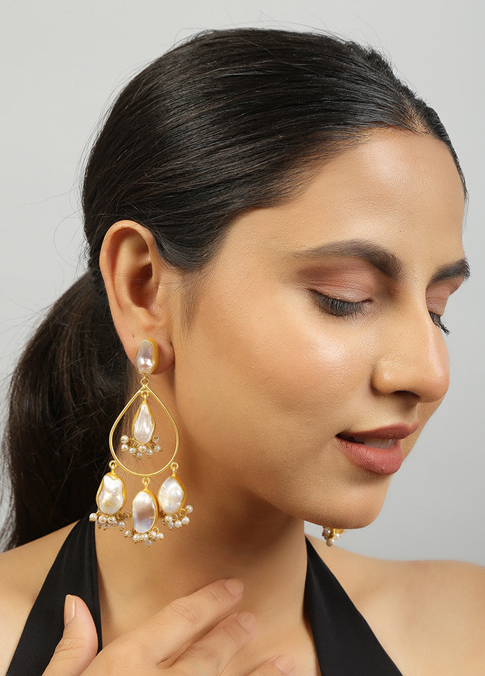 Golden Baroque Statement Earrings - Indian Silk House Agencies