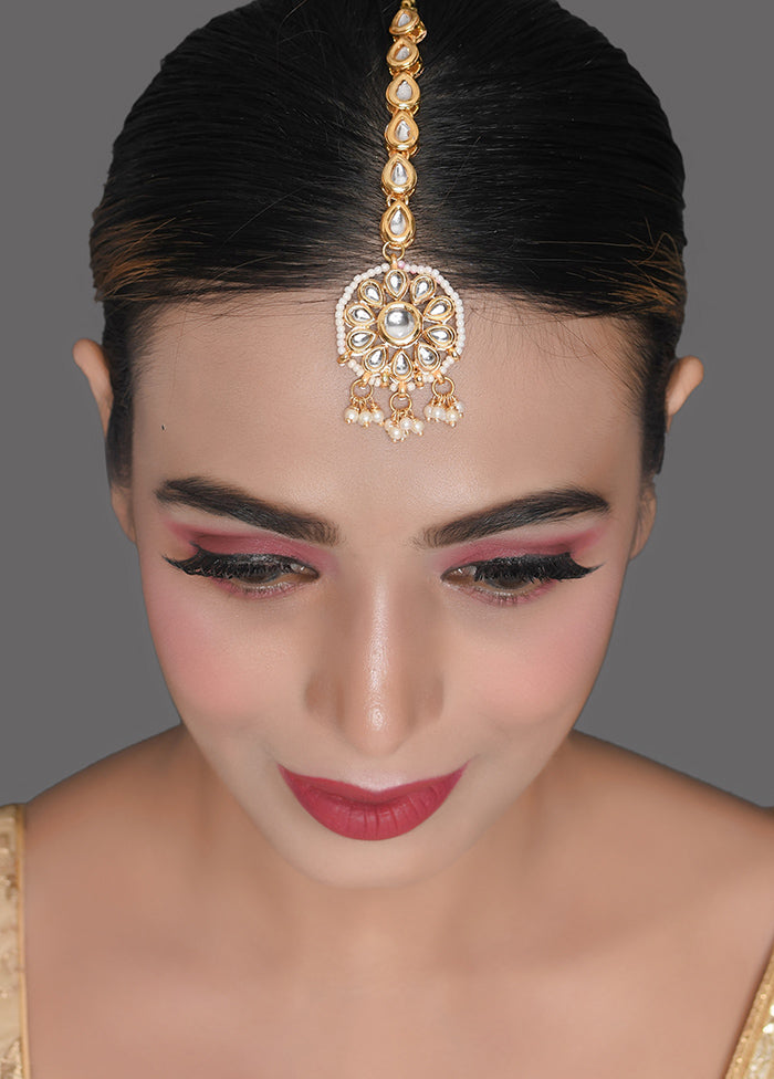 Gold Tone Kundan Maang Tikka With Pearls - Indian Silk House Agencies