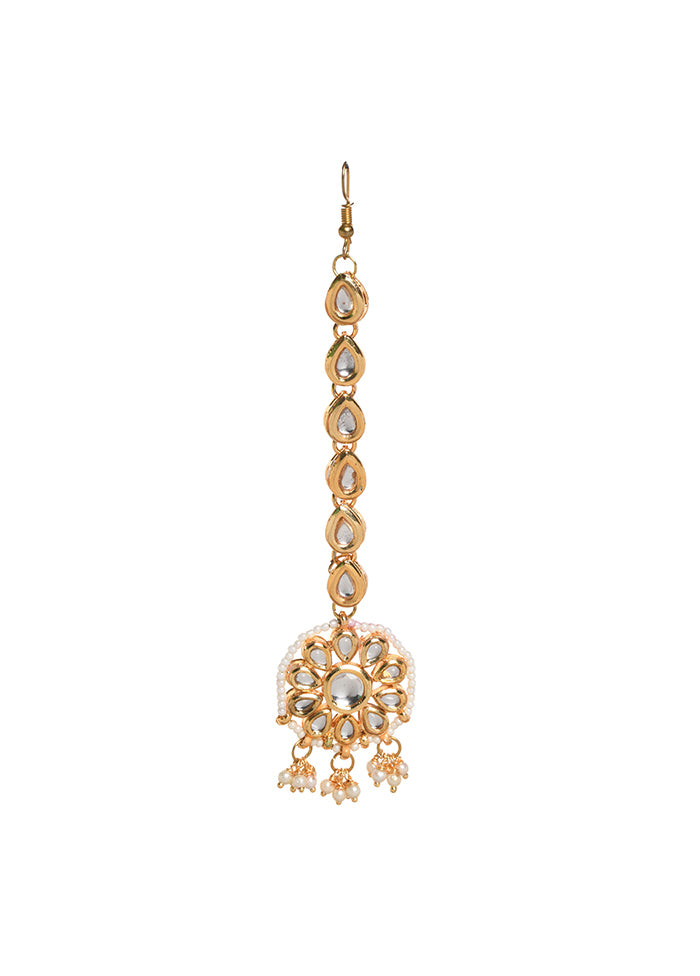 Gold Tone Kundan Maang Tikka With Pearls - Indian Silk House Agencies