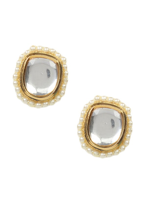 Handcrafted Pearl Beaded Kundan Stud - Indian Silk House Agencies