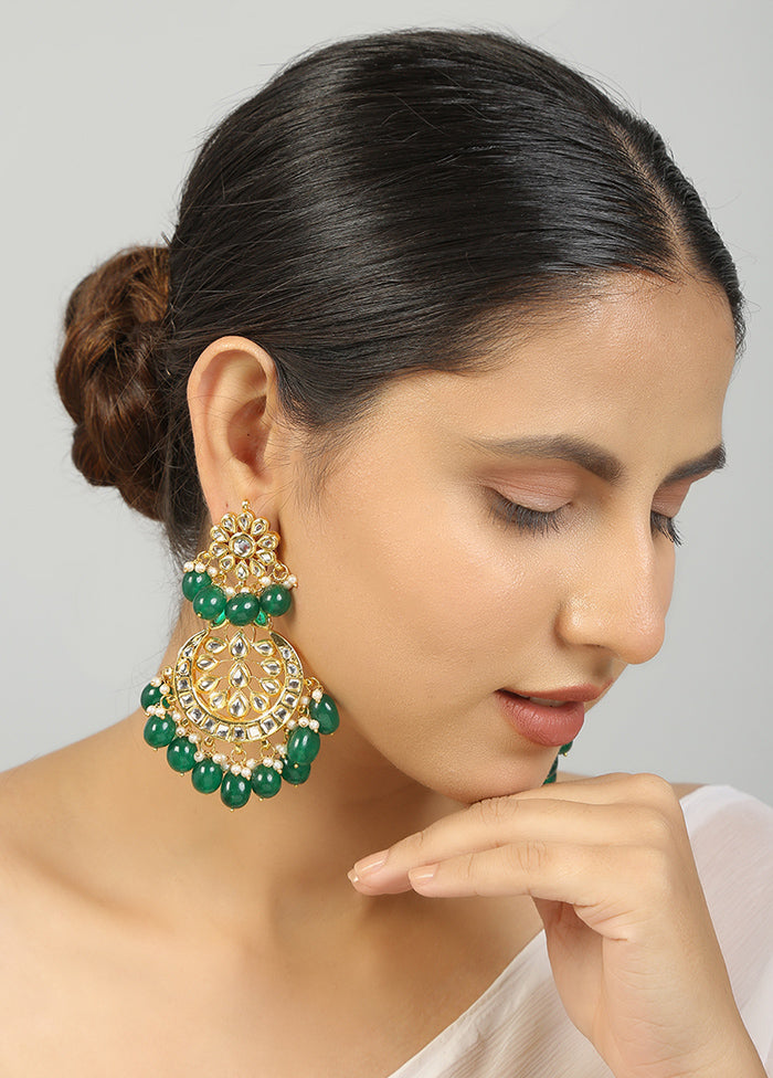 Green Kundan Work Copper And Alloy Earrings - Indian Silk House Agencies