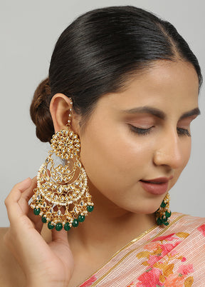 Green Kundan Work Copper And Alloy Earrings - Indian Silk House Agencies