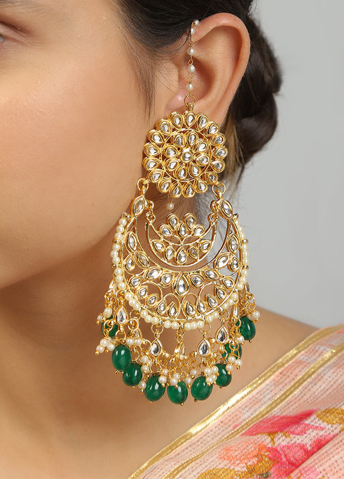 Green Kundan Work Copper And Alloy Earrings - Indian Silk House Agencies